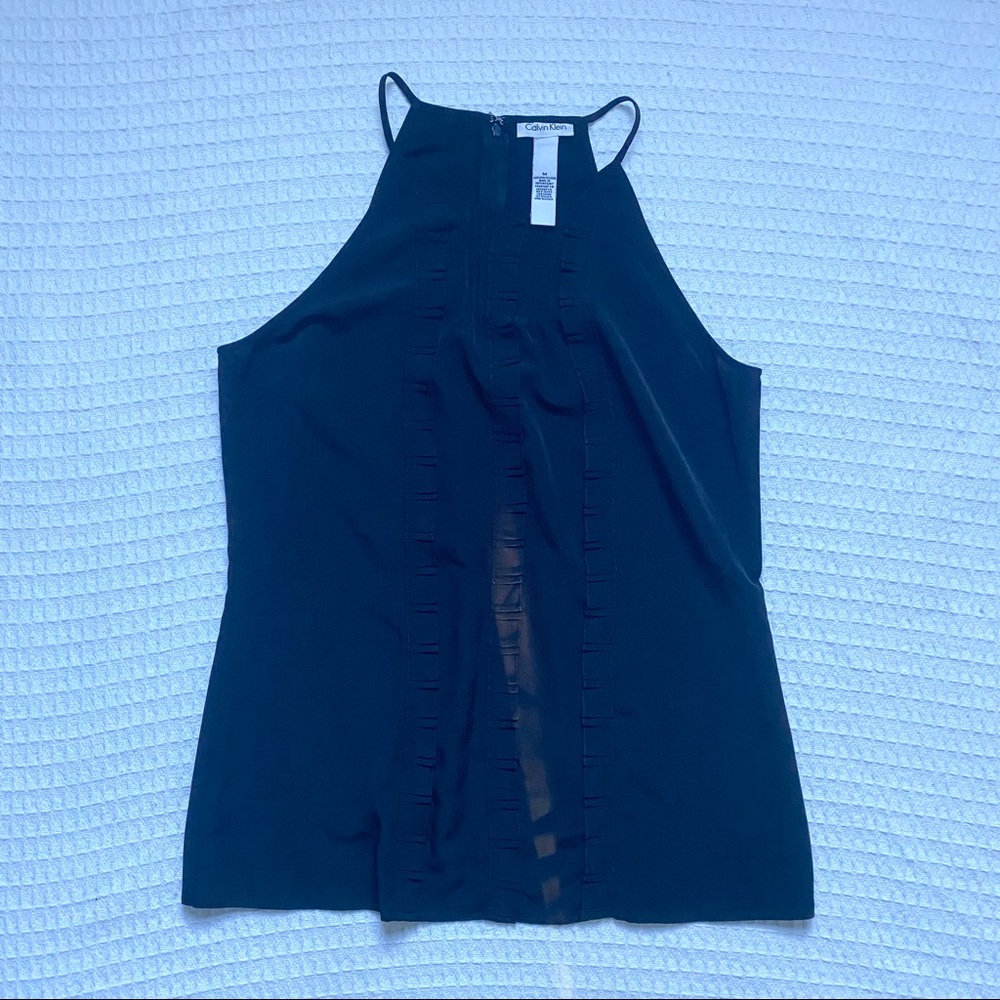 Calvin Klein black ruffle front tank size Medium